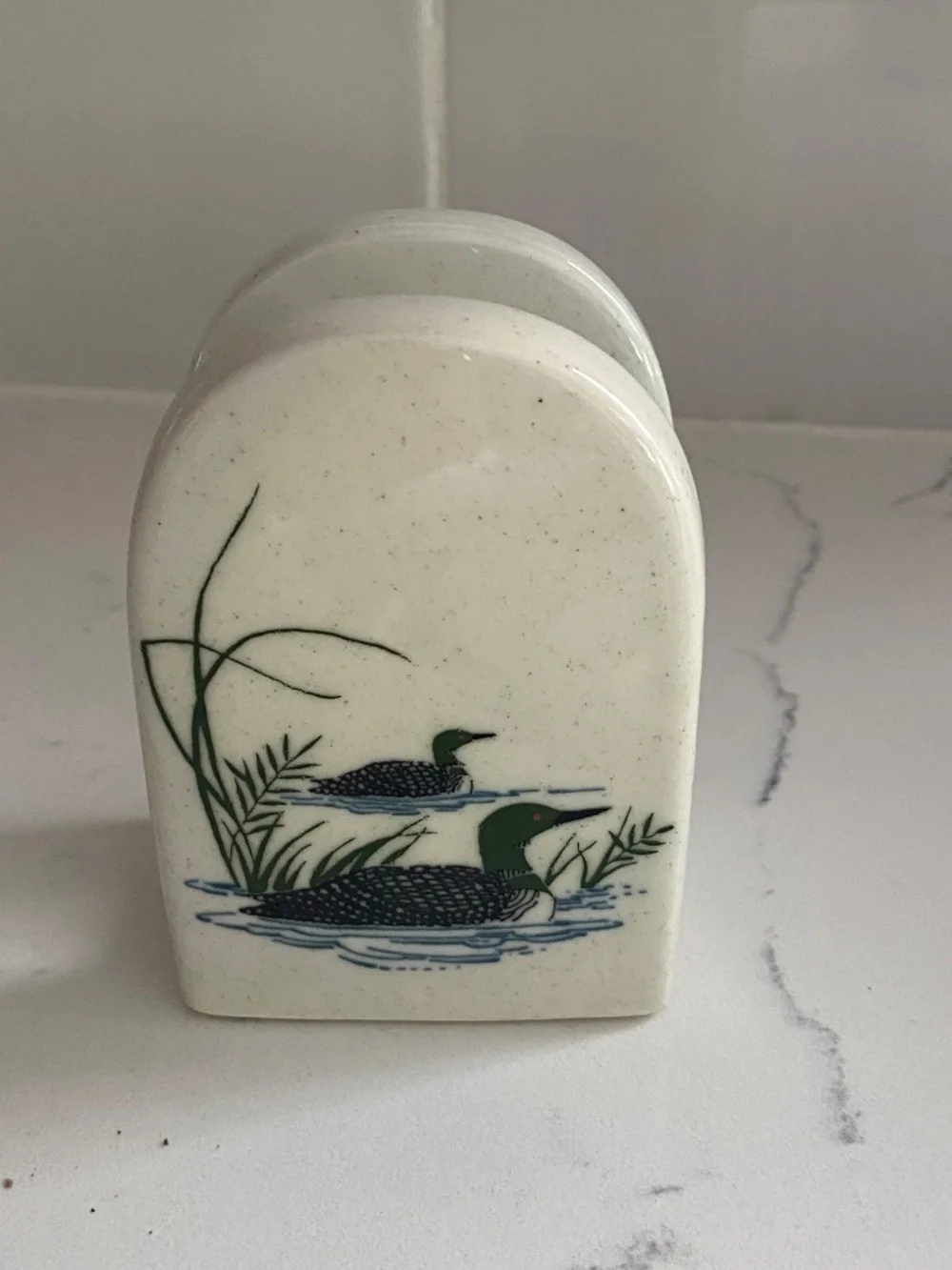Vintage Ceramic Loon Napkin Holder Cabin Lodge Lake House Decor